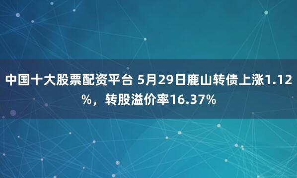 中国十大股票配资平台 5月29日鹿山转债上涨1.12%，转股溢价率16.37%