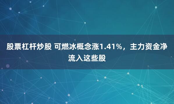 股票杠杆炒股 可燃冰概念涨1.41%，主力资金净流入这些股