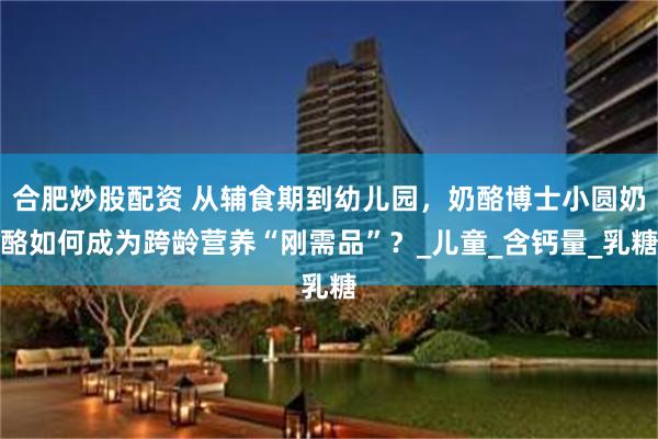 合肥炒股配资 从辅食期到幼儿园，奶酪博士小圆奶酪如何成为跨龄营养“刚需品”？_儿童_含钙量_乳糖