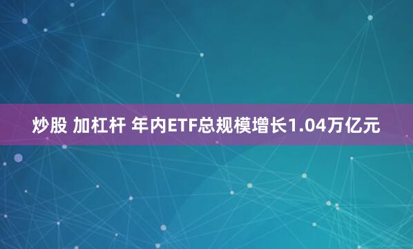炒股 加杠杆 年内ETF总规模增长1.04万亿元