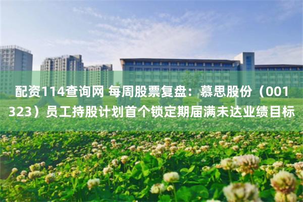 配资114查询网 每周股票复盘：慕思股份（001323）员工持股计划首个锁定期届满未达业绩目标