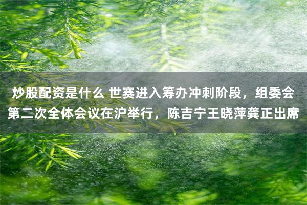 炒股配资是什么 世赛进入筹办冲刺阶段，组委会第二次全体会议在沪举行，陈吉宁王晓萍龚正出席