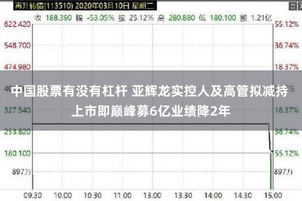 中国股票有没有杠杆 亚辉龙实控人及高管拟减持 上市即巅峰募6亿业绩降2年