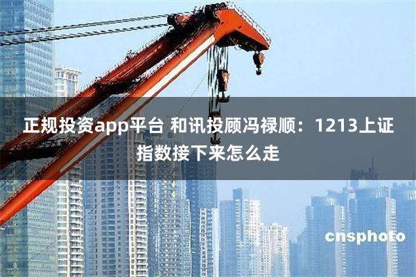 正规投资app平台 和讯投顾冯禄顺：1213上证指数接下来怎么走