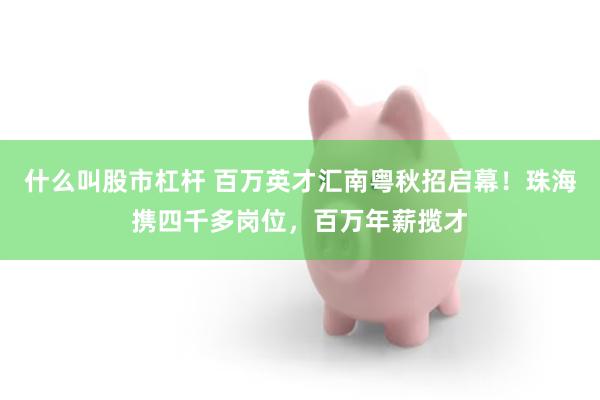 什么叫股市杠杆 百万英才汇南粤秋招启幕！珠海携四千多岗位，百万年薪揽才
