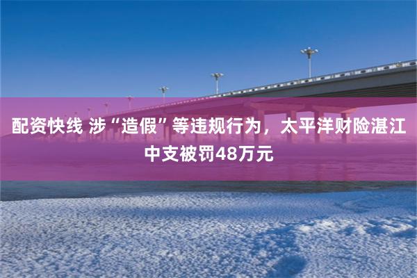 配资快线 涉“造假”等违规行为，太平洋财险湛江中支被罚48万元