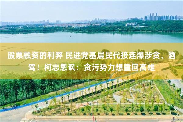 股票融资的利弊 民进党基层民代接连爆涉贪、酒驾！柯志恩讽：贪污势力想重回高雄